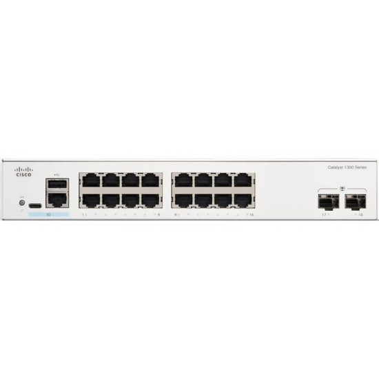 Комутатор Cisco Catalyst C1300-16T-2G (16хGE, 2xGE SFP, USB, керований)