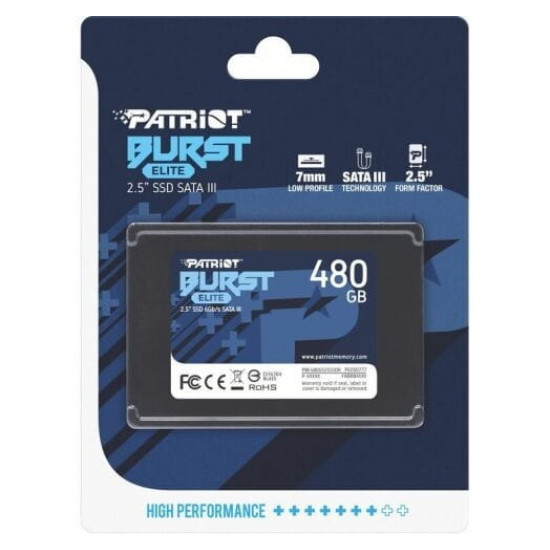 Накопичувач SSD  480GB Patriot Burst Elite 2.5" SATAIII TLC (PBE480GS25SSDR)