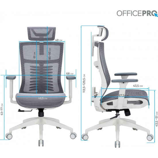 Крісло офісне Officepro Balance OC620-W-DG-DG White/Dark Gray