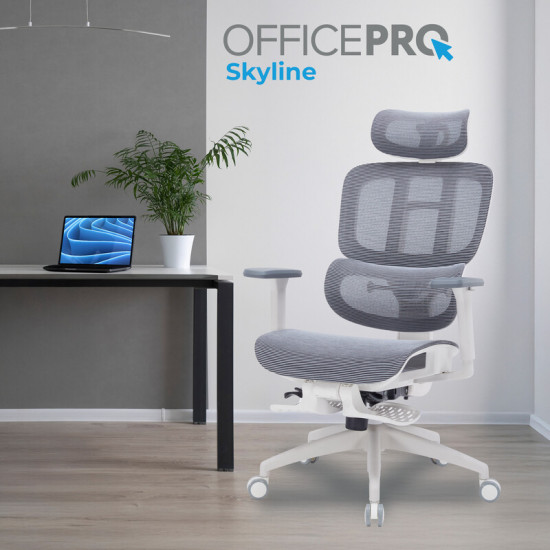 Крісло офісне Officepro Skyline Footrest White/Dark Gray (OC750-W-DG-DG)