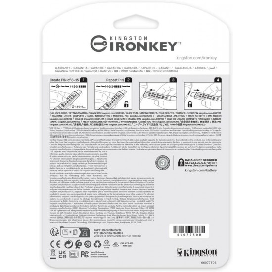 Флеш-накопичувач USB3.2 128GB Kingston IronKey Keypad 200 Type-C Blue (IKKP200C/128GB)