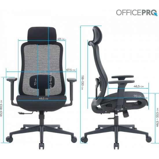 Крісло офісне Officepro Wave OC670-B-B-B Black