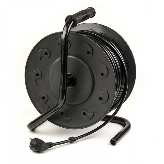 Подовжувач на котушці PowerPlant JY-2002/50 (PPRA10M500S4) 4 розетки, 50 м, чорний/жовтий