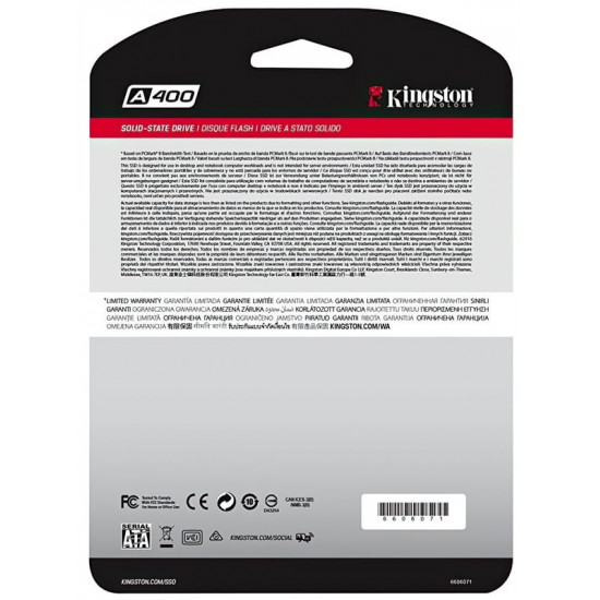 Накопичувач SSD  480GB Kingston SSDNow A400 2.5" SATAIII (SA400S37/480G)