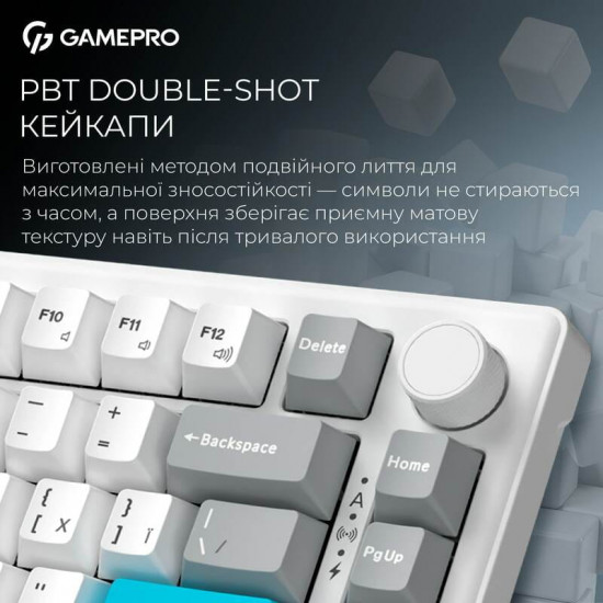 Клавіатура бездротова GamePro Asgard Yord Keychron Super Red Switch White (MK266WH)