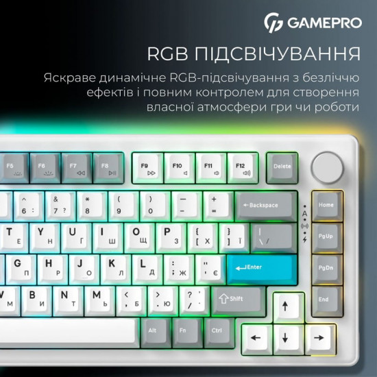 Клавіатура бездротова GamePro Asgard Yord Keychron Super Red Switch White (MK266WH)