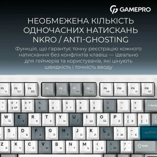 Клавіатура бездротова GamePro Asgard Yord Keychron Super Red Switch White (MK266WH)