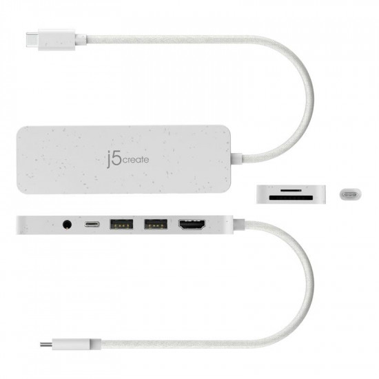 USB-хаб J5create USB-C 6-в-1 White (JCD373EW-N)