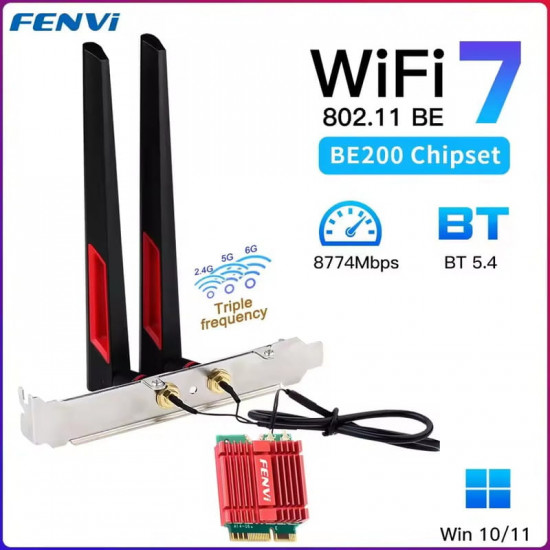 Бездротовий адаптер Fenvi FV-BE200NG Wi-Fi 7, Bluetooth 5.4 Adapter, Tri-band 2.4G/5G/6GHz