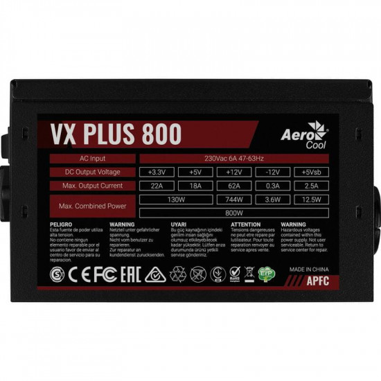 Блок живлення AeroCool VX Plus Stealth 800 (ACPN-VS80AEY.12) 800W