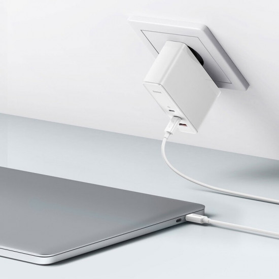 Мережевий зарядний пристрій Baseus GaN5 Pro (3USB, 5A) 140W White (CCGP100202) + кабель Type-C to Type-C