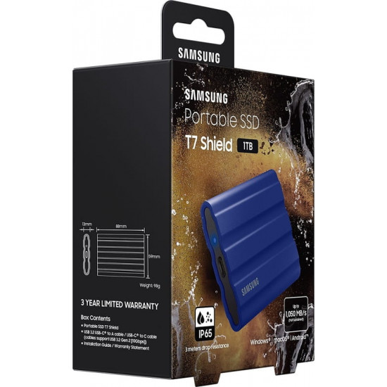 Накопичувач зовнішній SSD 1TB Samsung T7 Shield Blue (MU-PE1T0R/EU)