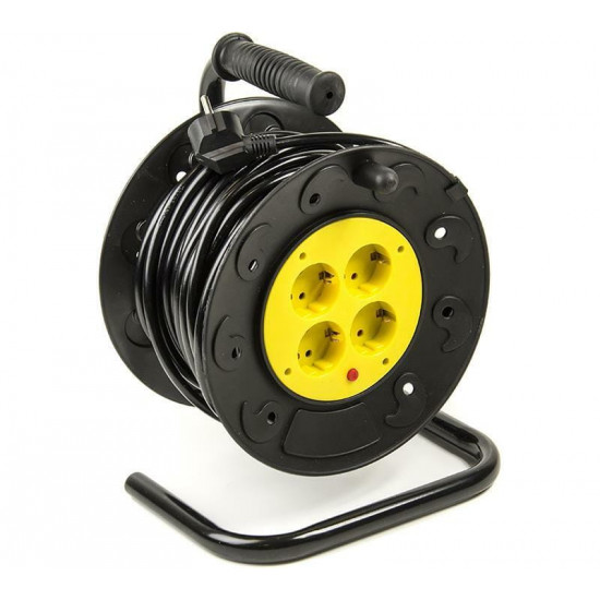 Фільтр живлення PowerPlant (PPRA10M20S4L) 4 розетки, 20 м, чорний, на котушці