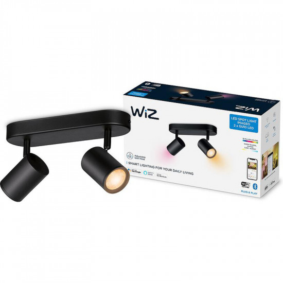 Світильник точковий накладний розумний WiZ Imageo Spots 2х5W 2200-6500K RGB Wi-Fi Black (929002659101)