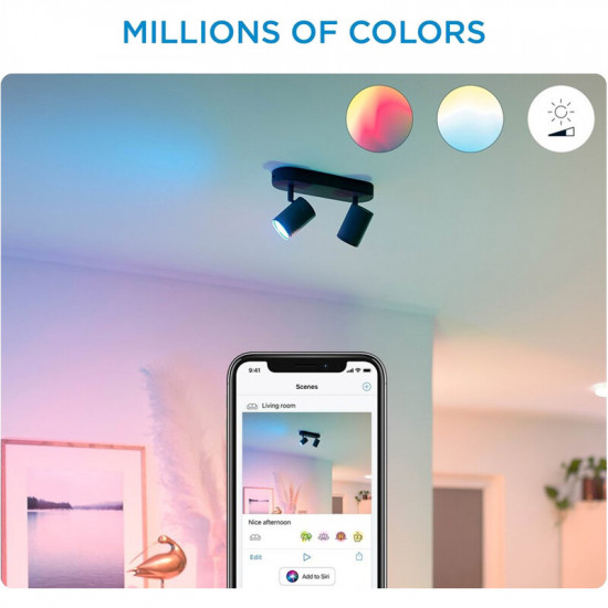 Світильник точковий накладний розумний WiZ Imageo Spots 2х5W 2200-6500K RGB Wi-Fi Black (929002659101)