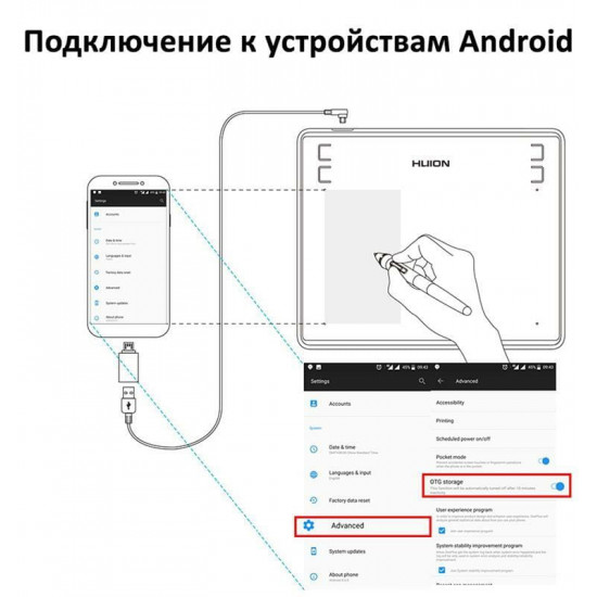 Графічний планшет Huion HS64 + рукавичка