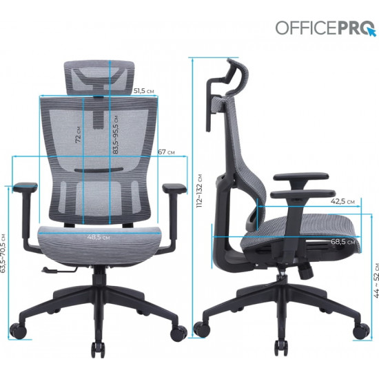 Крісло офісне Officepro Elegant OC660-B-DG-DG Black/Dark Gray
