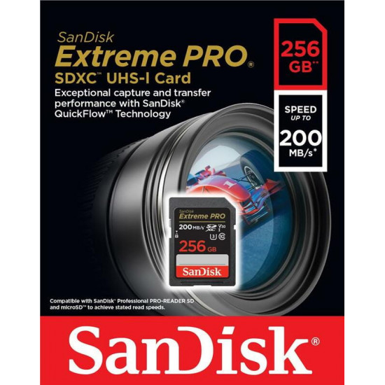 Карта пам`яті SDXC 256GB UHS-I/U3 Class 10 SanDisk Extreme Pro V30 R200/W140MB/s 4K (SDSDXXD-256G-GN4IN)