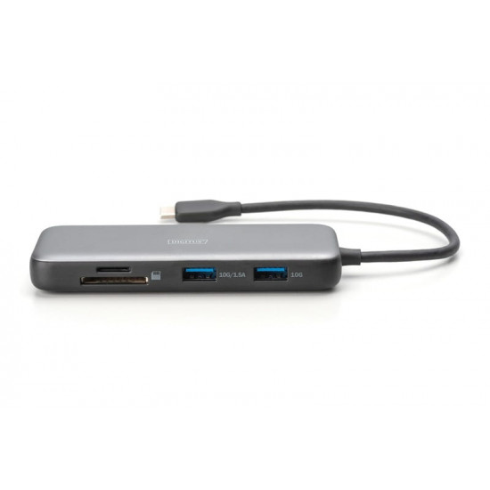 Док-станція Digitus USB-C PD 100W/USB3.2х2/USB-C/RJ45/SD/MicroSD/2хHDMI (DA-70915)