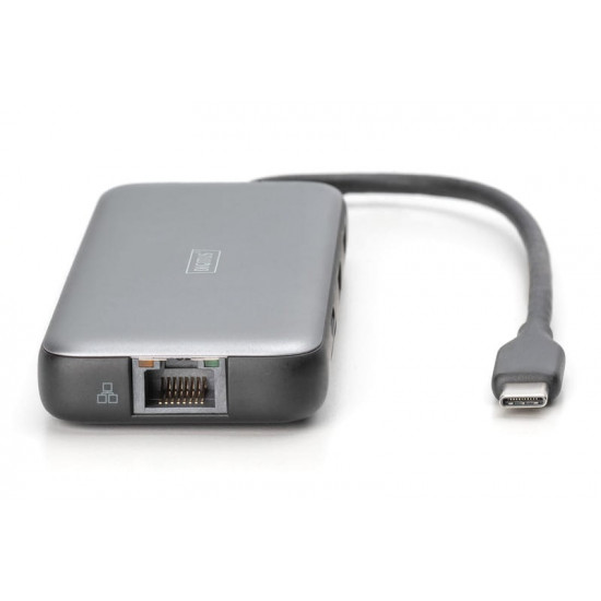 Док-станція Digitus USB-C PD 100W/USB3.2х2/USB-C/RJ45/SD/MicroSD/2хHDMI (DA-70915)