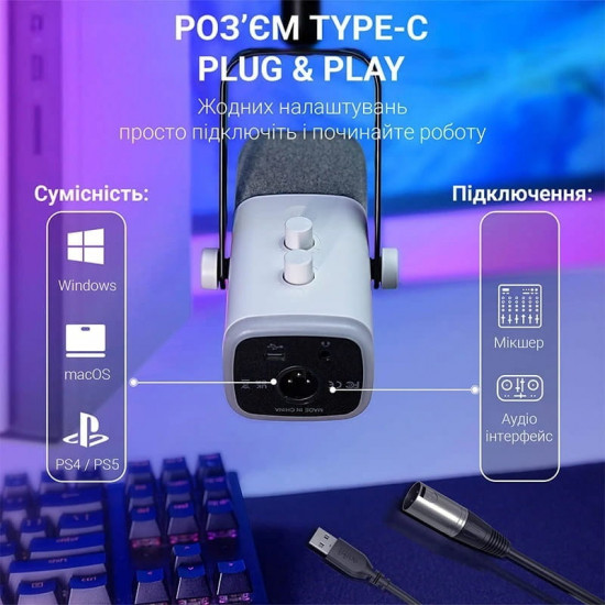 Мікрофон Fifine AM8TW White