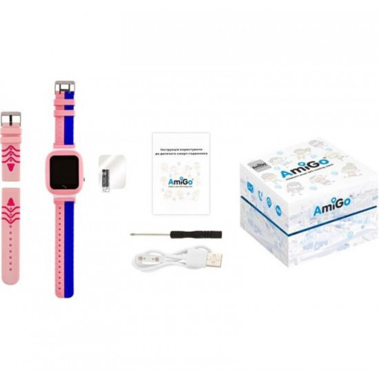 Дитячий смарт-годинник AmiGo GO004 Splashproof Camera+LED Pink