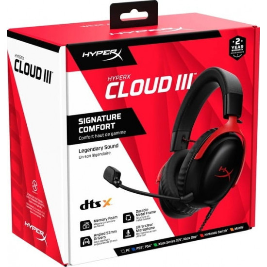 Гарнiтура HyperX Cloud III Black/Red (727A9AA)