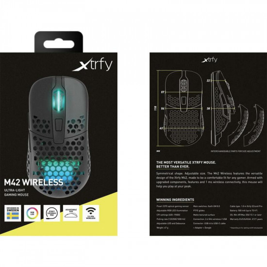 Миша бездротова Xtrfy M42 Wireless RGB Black (M42W-RGB-BLACK)