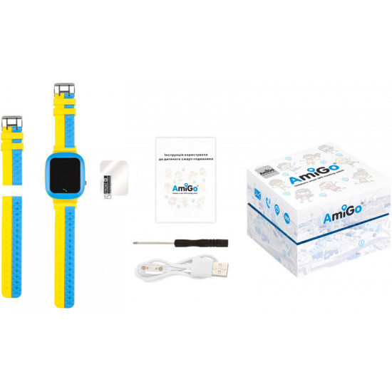 Дитячий смарт-годинник AmiGo GO004 Glory Splashproof Camera+LED Blue Yellow