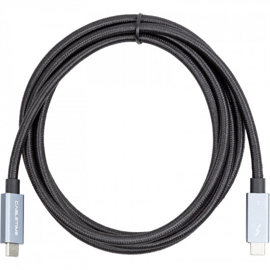 Кабель PowerPlant USB Type-C - USB Type-C (M/M), 40Gbps, 100W, 2м Black (CA913343)