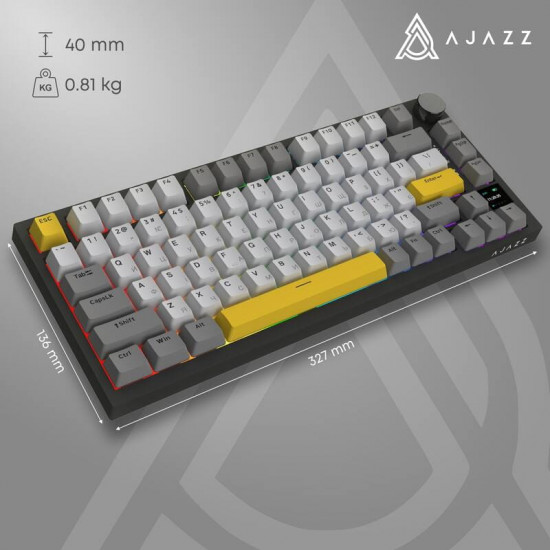 Клавіатура бездротова Ajazz AK820 Pro Flying Fish Switch Black RGB With Screen (AK820PRO-FF-BGY)