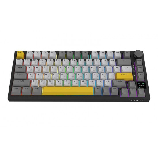Клавіатура бездротова Ajazz AK820 Pro Flying Fish Switch Black RGB With Screen (AK820PRO-FF-BGY)