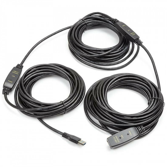 Активний подовжувач PowerPlant USB - USB V 3.0 (M/F), 20 м, чорний (CA912865)
