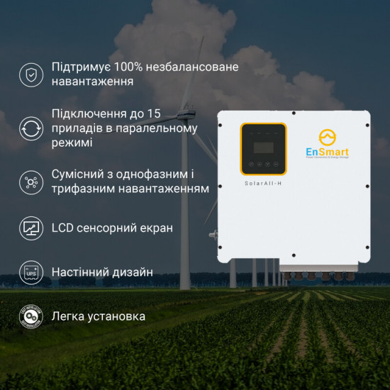 Інвертор гібридний 12kW EnSmart ENINSAH12000H600, трифазний