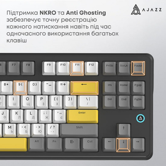 Клавіатура Ajazz AK870 V2 Flying Fish Switch Black USB-C (AK870-V2-FF-BGY)