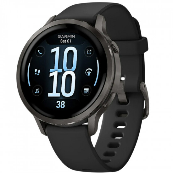 Смарт-годинник Garmin Venu 4 41mm Slate Bezel with Black Silicone Band (010-03013-02)