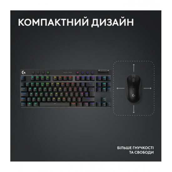 Клавiатура бездротова Logitech G PRO X TKL Lightspeed Black Tactile (920-012136)