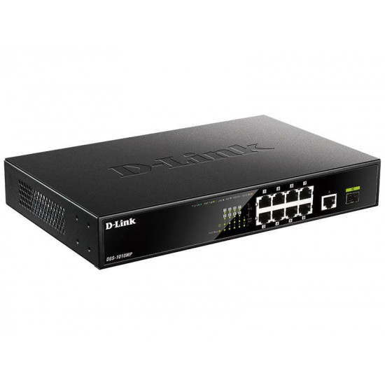 Комутатор D-Link DGS-1010MP (9xGE PoE, 1xSFP, 125W)
