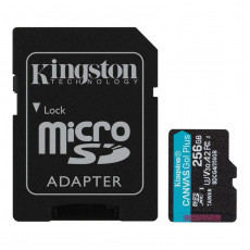 Карта пам`яті MicroSDXC   256GB UHS-I/U3 Class 10 Kingston Canvas Go! Plus R200/W160MB/s + SD-адаптер (SDCG4/256GB)