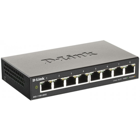 Комутатор D-Link DGS-1100-08V2 (8x1GE, easysmart)