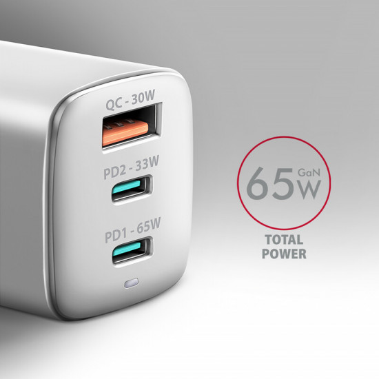 Зарядний пристрій Axagon 65W White (ACU-DPQ65W)