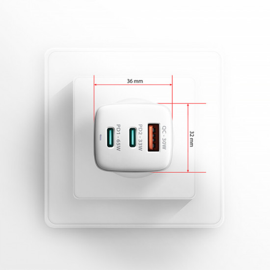 Зарядний пристрій Axagon 65W White (ACU-DPQ65W)