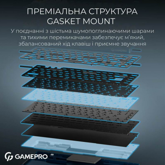Клавіатура бездротова GamePro Asgard Yord Keychron Super Red Switch Blue (MK266BL)