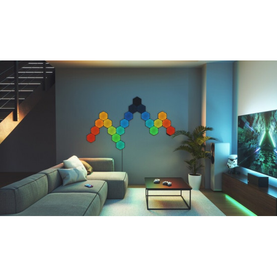 Розумна система освітлення Nanoleaf Shapes Ultra Black Hexagons Starter Kit, Apple HomeKit, 9 шт. (NL42-0102HX-9PK)