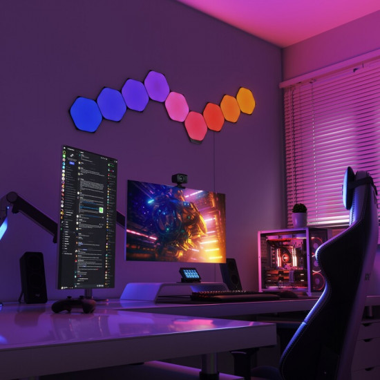 Розумна система освітлення Nanoleaf Shapes Ultra Black Hexagons Starter Kit, Apple HomeKit, 9 шт. (NL42-0102HX-9PK)