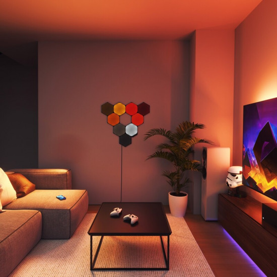 Розумна система освітлення Nanoleaf Shapes Ultra Black Hexagons Starter Kit, Apple HomeKit, 9 шт. (NL42-0102HX-9PK)