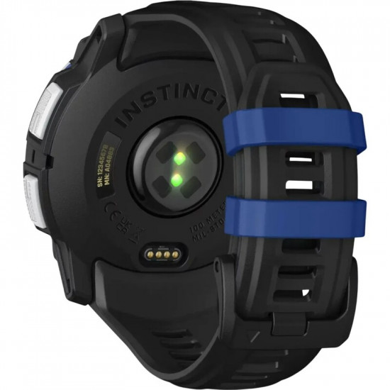Смарт-годинник Garmin Instinct 3 50mm Solar Whitestone with Black/Bolt Blue Silicone Band (010-02935-03)