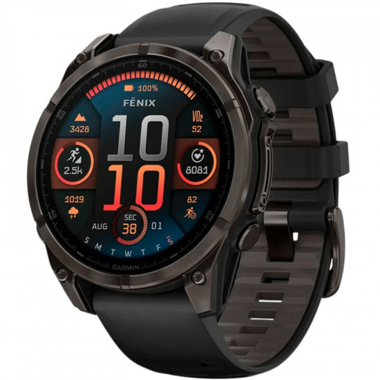Смарт-годинник Garmin Fenix 8 47mm AMOLED Sapphire Carbon Gray Titanium with Pebble Gray Silicone Band (010-02904-21)