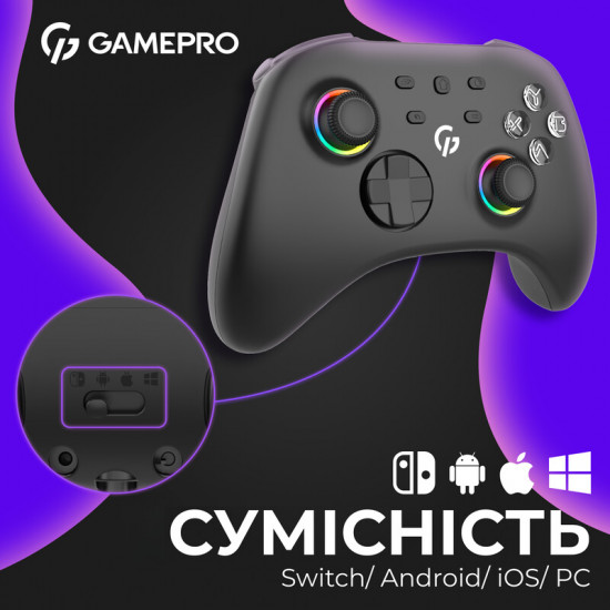 Геймпад GamePro із зарядною станцією GPX13BDOC Black