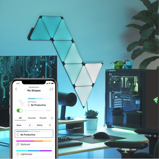 Розумна система освітлення Nanoleaf Shapes Ultra Black Triangles Starter Kit, Apple HomeKit, 9 шт. (NL47-0102TW-9PK)